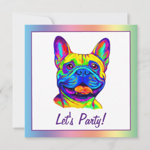 French Bulldog in Colours Birthday Invitation