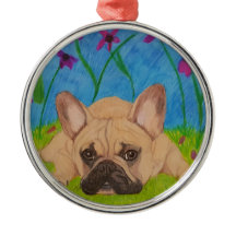 French Bulldog in Flowers Ornament