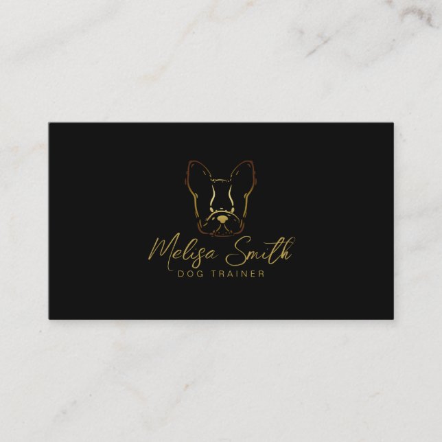 French bulldog in gold colour business card (Front)
