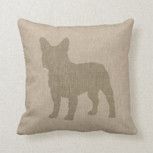 French Bulldog in Grey on Linen Look Cushion