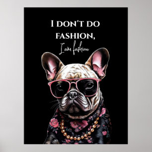 French bulldog in Hawaiian shirt and sunglasses Poster