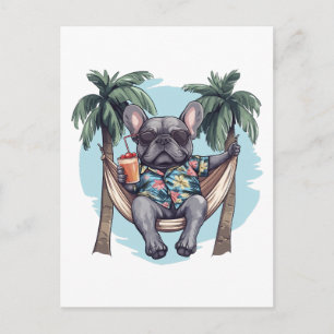 French Bulldog In Hawaiian Top Postcard