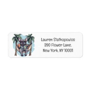 French Bulldog In Hawaiian Top Return Address Label