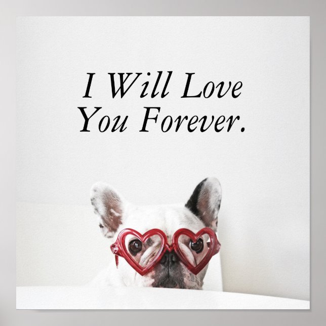 French Bulldog in Heart Glasses Poster (Front)