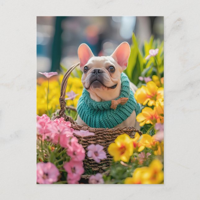 French Bulldog in Knitted Dog Attire Holiday Postcard (Front)