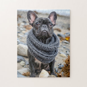French Bulldog in Knitted Dog Attire Jigsaw Puzzle