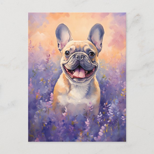 French Bulldog in Lavender field Postcard (Front)