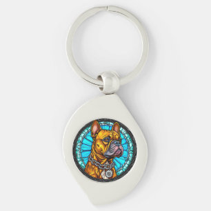 French Bulldog in Ornate Design Key Ring