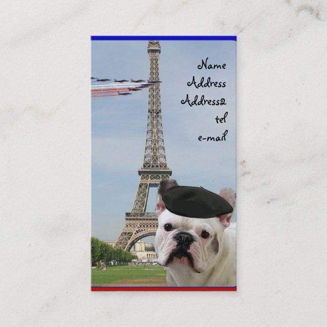 French Bulldog in Paris business card (Front)