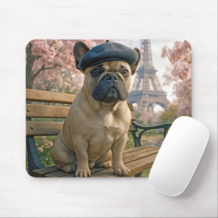 French Bulldog In Paris Park Bench Mouse Pad