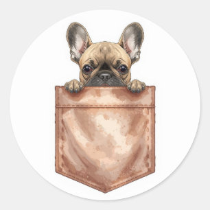 French Bulldog In Pocket Decal Cute Laptop Classic Round Sticker