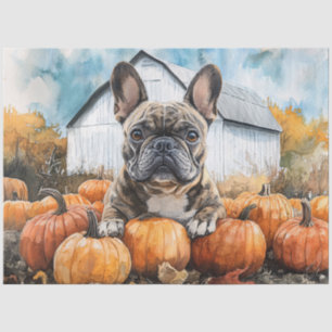 French Bulldog in Pumpkin Patch Decoupage Tissue Paper