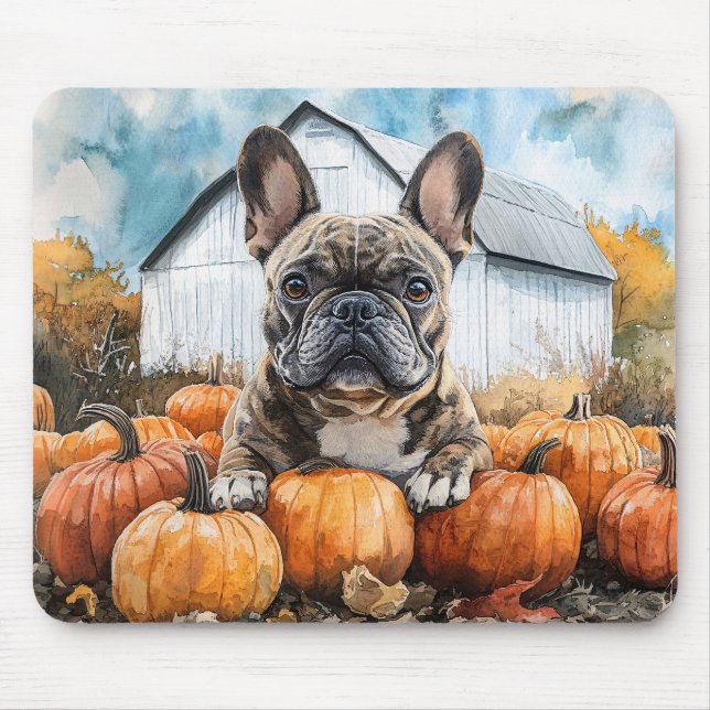 French Bulldog in Pumpkin Patch Mouse Pad (Front)