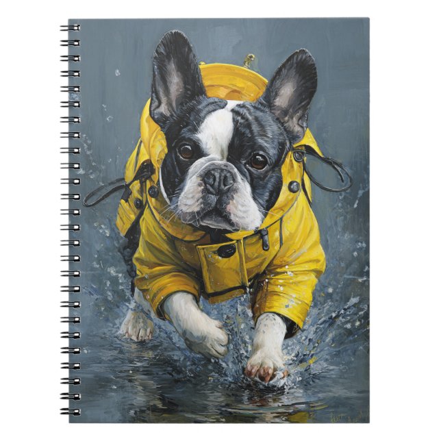 French Bulldog in Raincoat Notebook (Front)