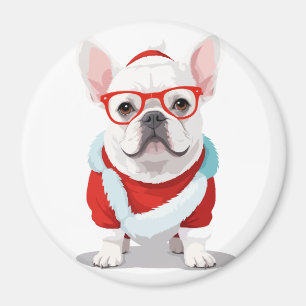 French Bulldog In Santa Costume Adorable Funny Art Magnet