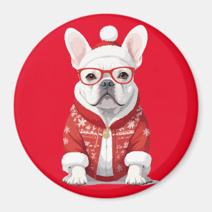 French Bulldog In Santa Costume Adorable Funny Art Magnet