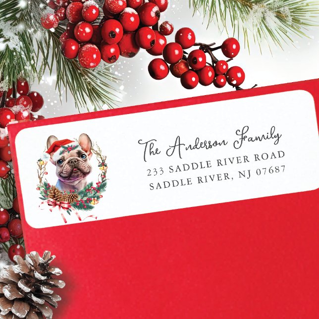 French Bulldog in Santa Hat  Return Address Label (Creator Uploaded)
