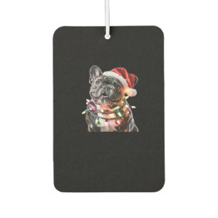 French Bulldog in Santa Hat Wrapped in Christmas L Car Air Freshener