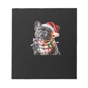 French Bulldog in Santa Hat Wrapped in Christmas L Notepad