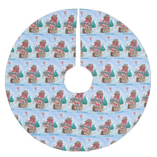 French Bulldog In snow Christmas Dog House Brushed Polyester Tree Skirt