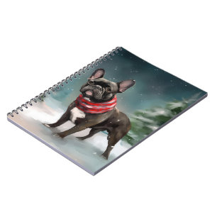 French Bulldog in Snow Christmas Notebook
