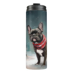 French Bulldog in Snow Christmas Thermal Tumbler
