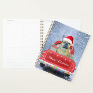 French Bulldog in Snow sitting in Christmas Truck  Planner