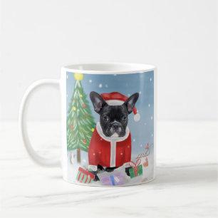 French Bulldog  in Snow with Christmas Gifts  Coffee Mug