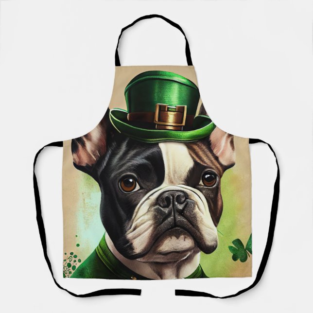 French Bulldog in St. Patrick's Day Dress Apron (Front)