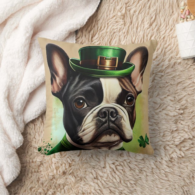 French Bulldog in St. Patrick's Day Dress  Cushion (Blanket)