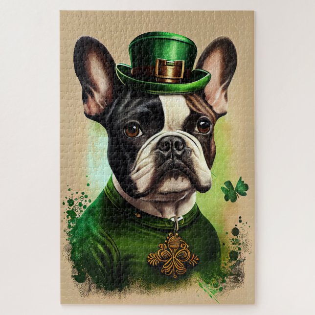 French Bulldog in St. Patrick's Day Dress Jigsaw Puzzle (Vertical)