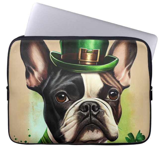 French Bulldog in St. Patrick's Day Dress Laptop Sleeve (Front)