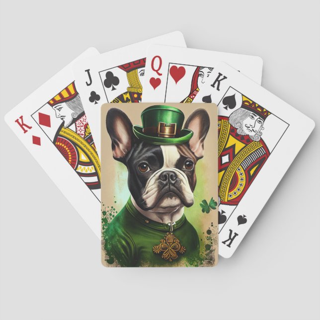 French Bulldog in St. Patrick's Day Dress Playing Cards (Back)
