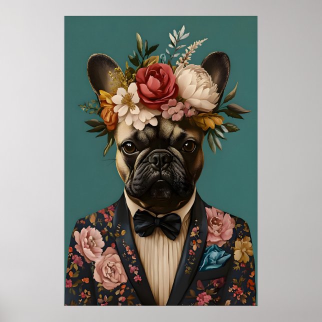 French Bulldog In Suit Poster, French Bulldog Poster (Front)