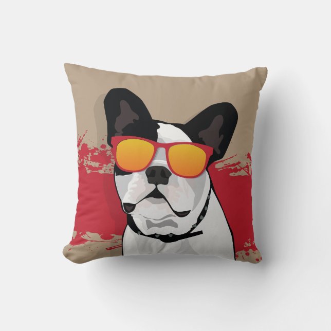 French Bulldog in sunglasses Cushion (Front)
