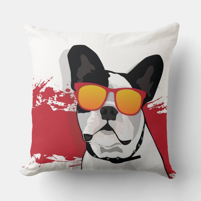 French Bulldog in Sunglasses Cushion (Front)