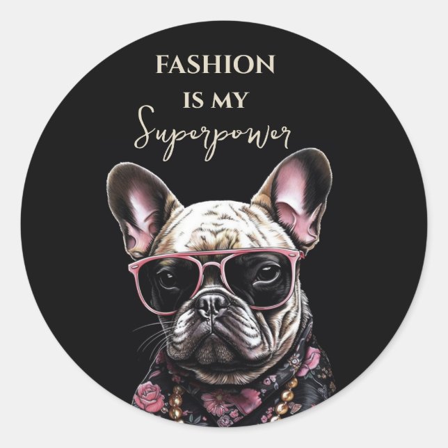 French Bulldog in sunglasses Hawaiian shirt dog Classic Round Sticker (Front)