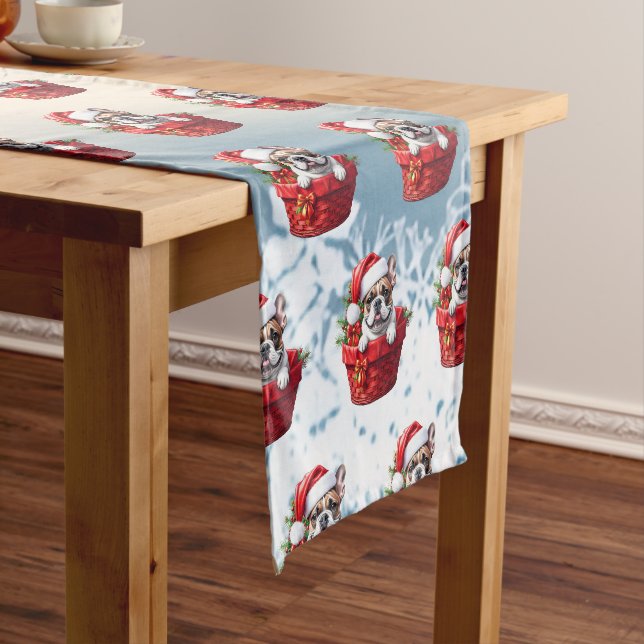 French Bulldog in the basket Short Table Runner (In Situ)