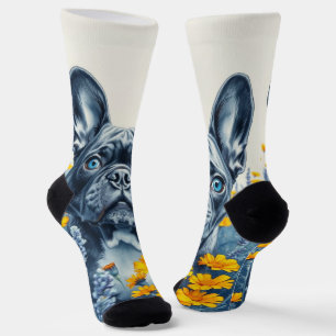 French Bulldog in the flowers Socks