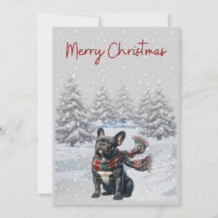 French Bulldog in the Snow Christmas card
