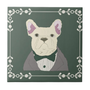 French Bulldog in tux Ceramic Tile