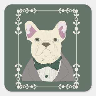 French Bulldog in Tux Square Sticker