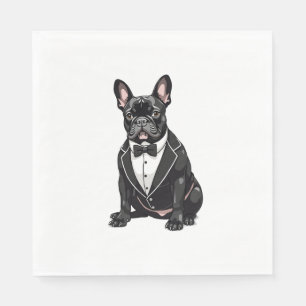 French Bulldog in Tuxedo Napkin