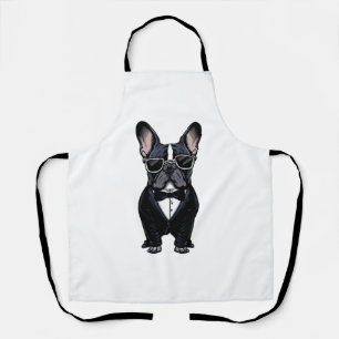 French Bulldog in Tuxedo Wearing Glasses  Apron