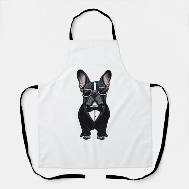 French Bulldog in Tuxedo Wearing Glasses  Apron (Front)