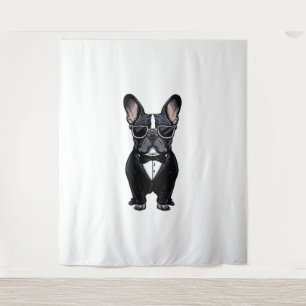 French Bulldog in Tuxedo Wearing Glasses Tapestry