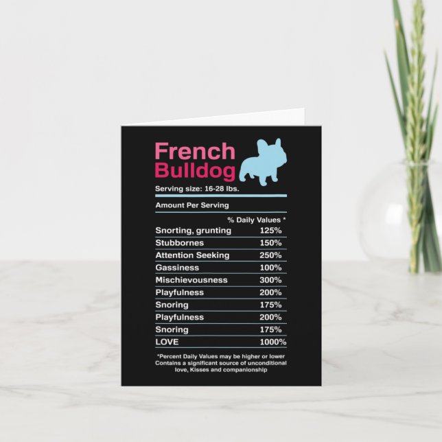 French Bulldog Ingredient Lists  Card (Front)