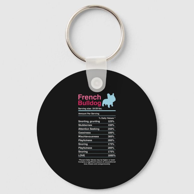 French Bulldog Ingredient Lists  Key Ring (Front)