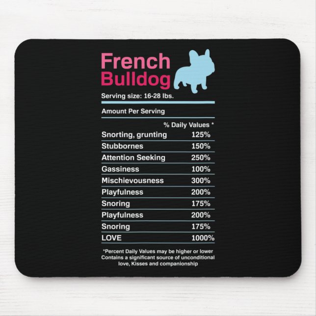 French Bulldog Ingredient Lists  Mouse Pad (Front)
