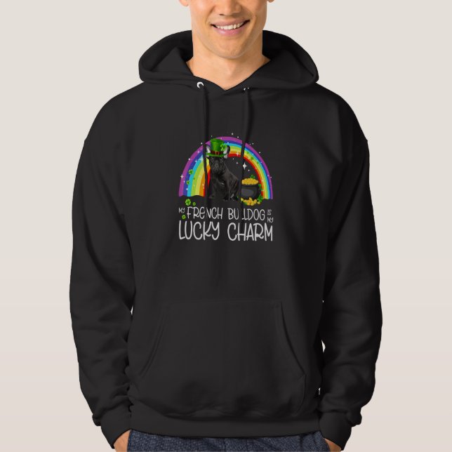 French Bulldog Is Lucky Charm Leprechaun St Patric Hoodie (Front)